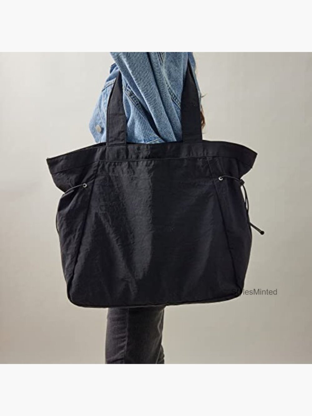 18L Waterproof Nylon Tote Bag, Lightweight Hobo Shoulder Bag with Side Cinch, - Picture 2 of 7